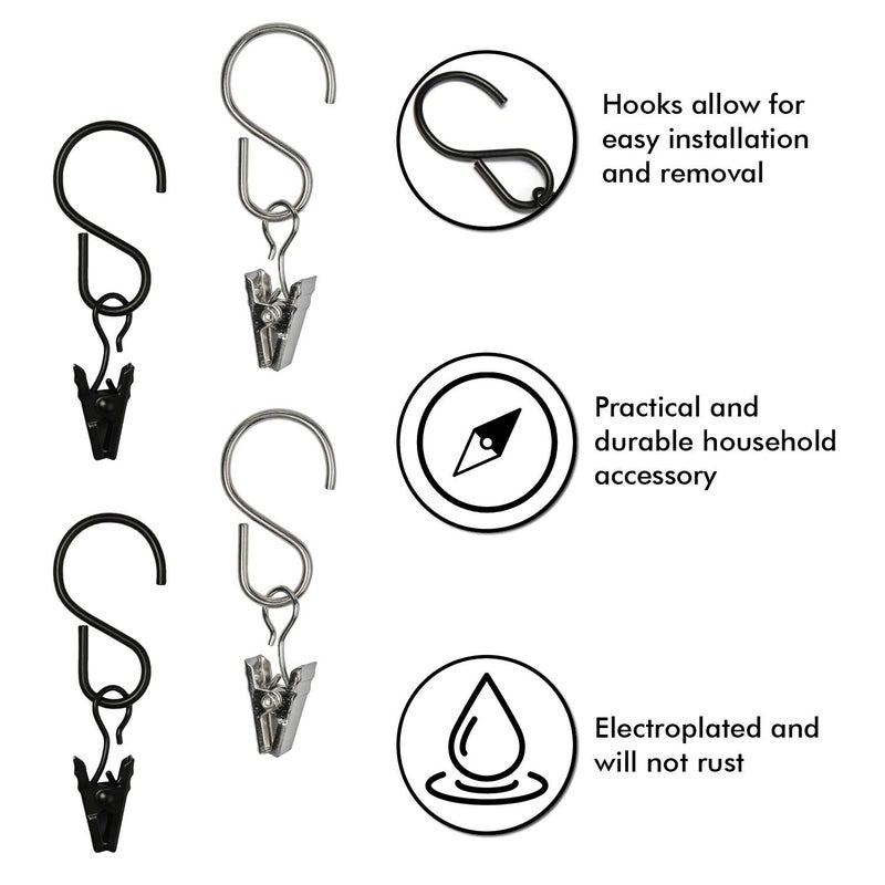 Millennial Essentials Curtain Clips with Hook for Curtain, Photos, Home Decoration, Arts and Craft Display, Party String Light, Outdoor Wire Holder, Black 25 Pack - Image 2